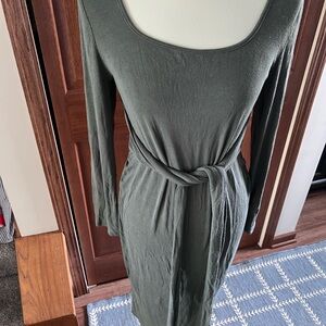Chic Long Sleeve Olive Dress